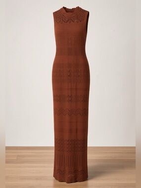 Anthropologie Rust Crochet Maxi Skirt